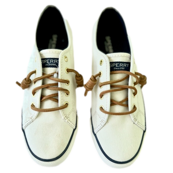 Sperry Top Sider Seacoast Ivory Size 7 Low Top Sneakers Boat Shoes - Picture 1 of 13